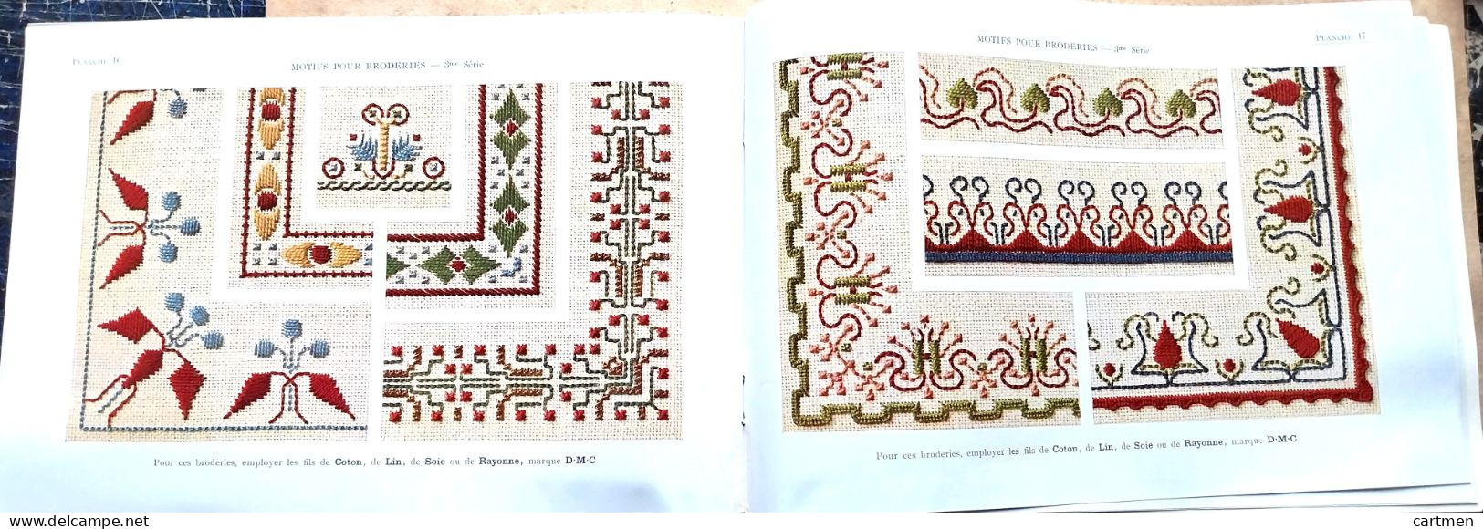 BRODERIE DENTELLE POINT DE CROIX  BIBLIOTHEQUE DMC DILLMONT BRODERIE MOTIFS POUR BRODERIE 3SERIE  ALBUM ETAT NEUF - Cross Stitch