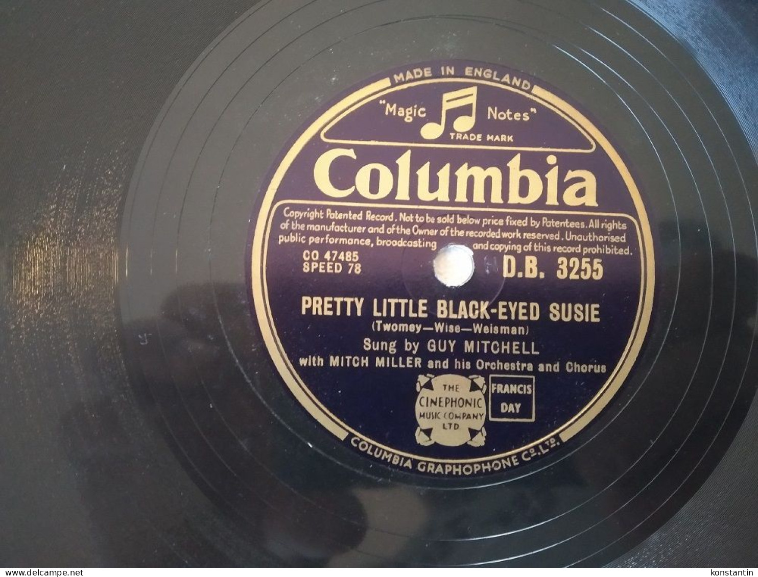 COLUMBIA RECORD HORN BELT BOOGIE Mitch Miller PRETTY LITTLE BLACK EYED SUSIE Guy Mitchell - 78 G - Dischi Per Fonografi