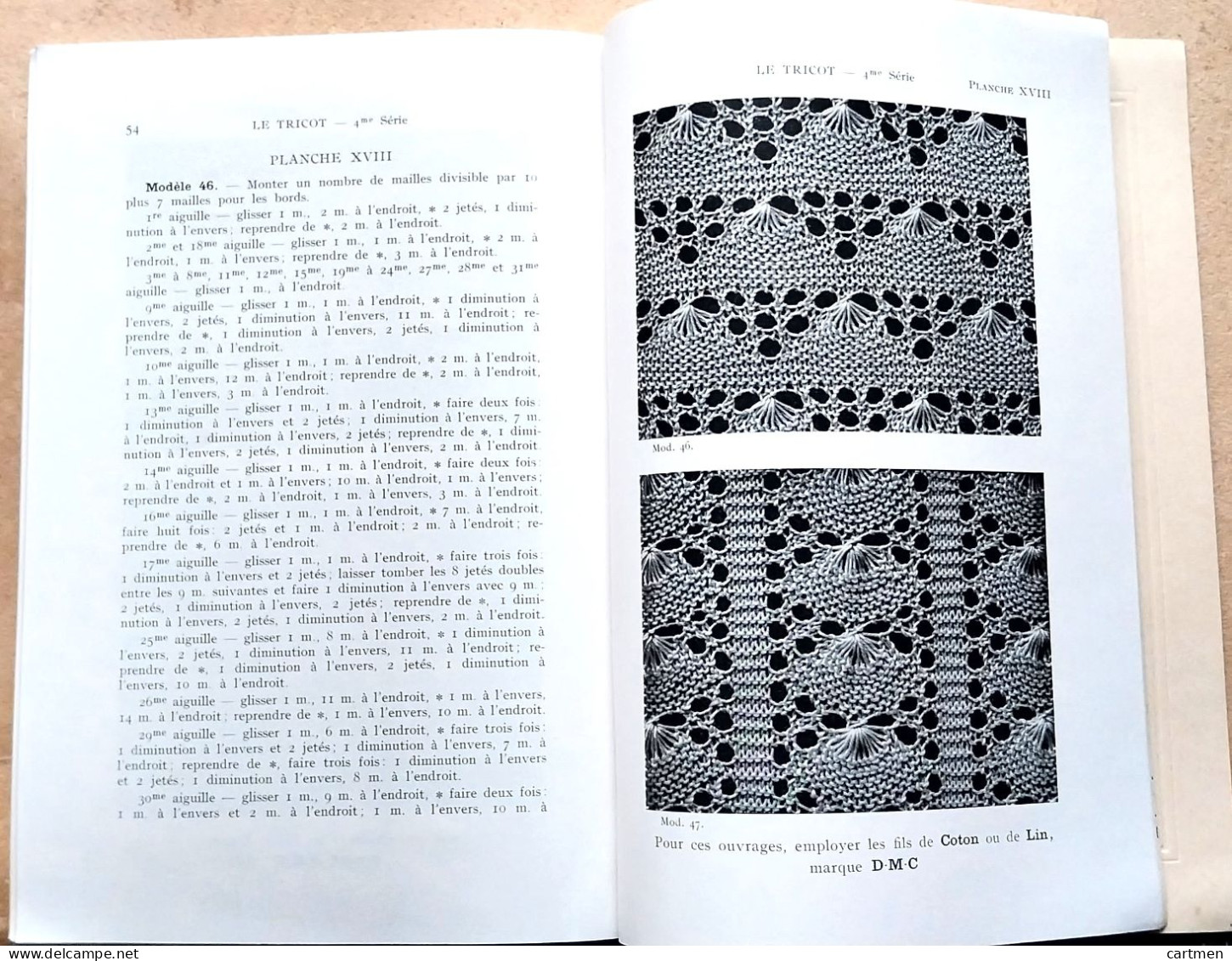 BRODERIE DENTELLE POINT DE CROIX  BIBLIOTHEQUE DMC DILLMONT LE TRICOT IV° SERIE   ALBUM ETAT NEUF - Punto Croce