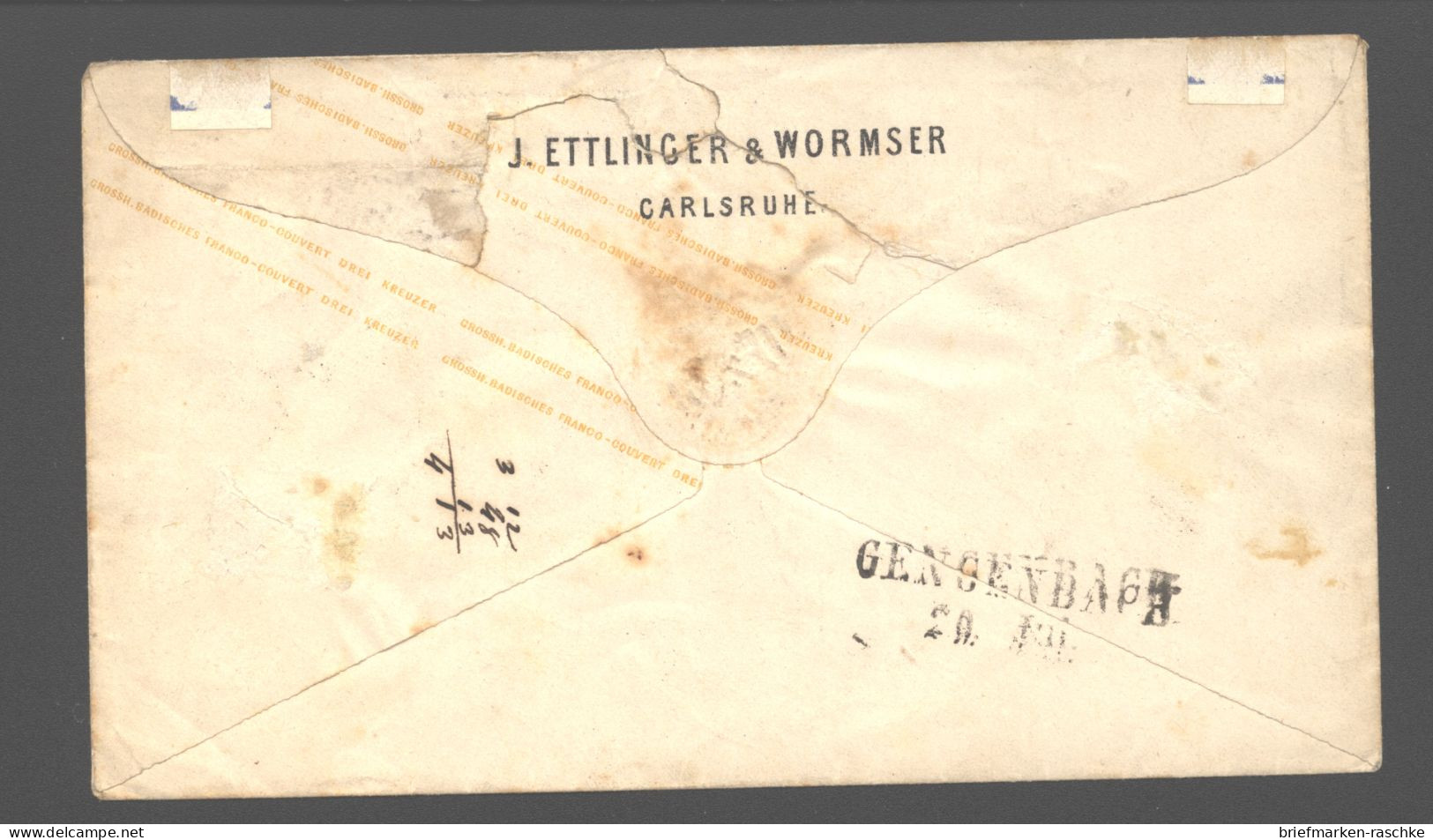 Baden,U12,o,Carlsruhe + L2 Gengenbach  (4211) - Postal  Stationery