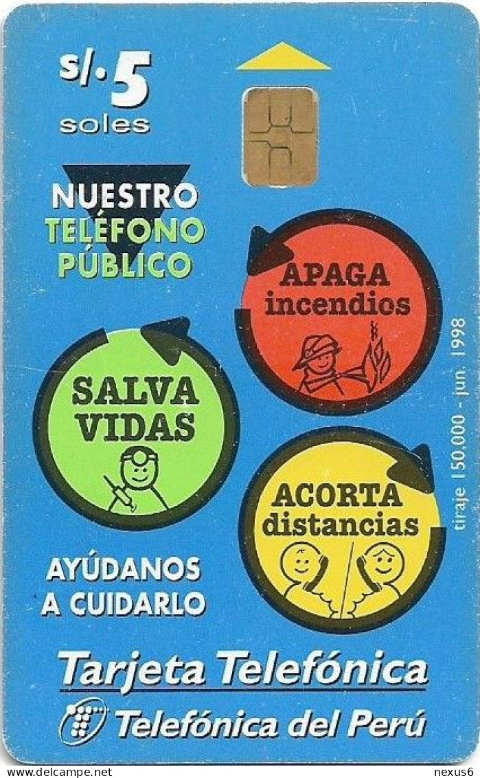 Peru - Telefónica - Nuestro Teléfono Público, Chip Siemens S30, 06.1998, 5Sol, 150.000ex, Used - Perú