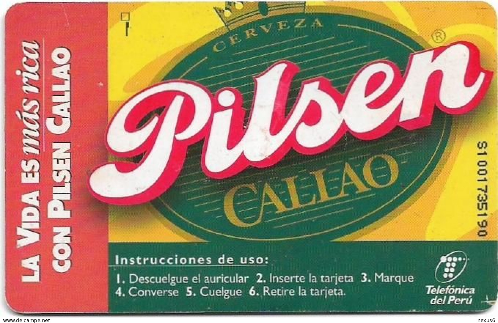 Peru - Telefónica - Beer Pilsen Callao, Gem1B Not Symm. White-Gold, 10Sol, 03.1998, 100.000ex, Used - Perù