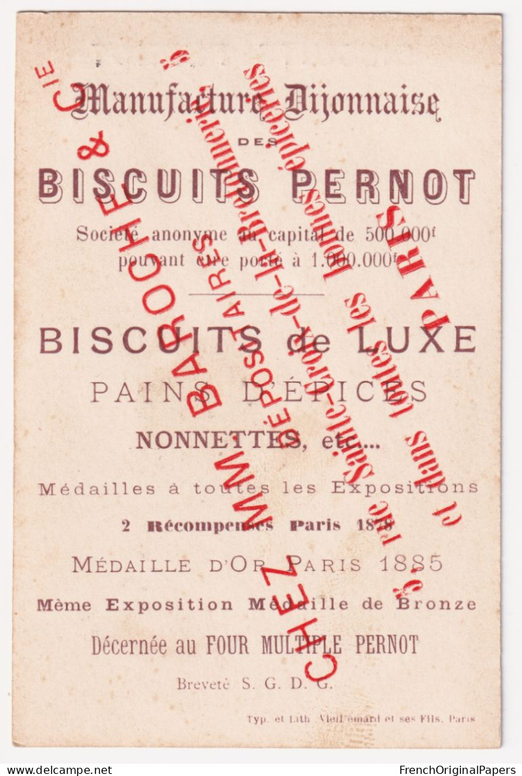 JAMAIS COLLEE Rare Chromo Biscuits Pernot 1895 Vieillemard école Buissonnière Enfants Fille Dijon Baroche Paris A89-61 - Pernot