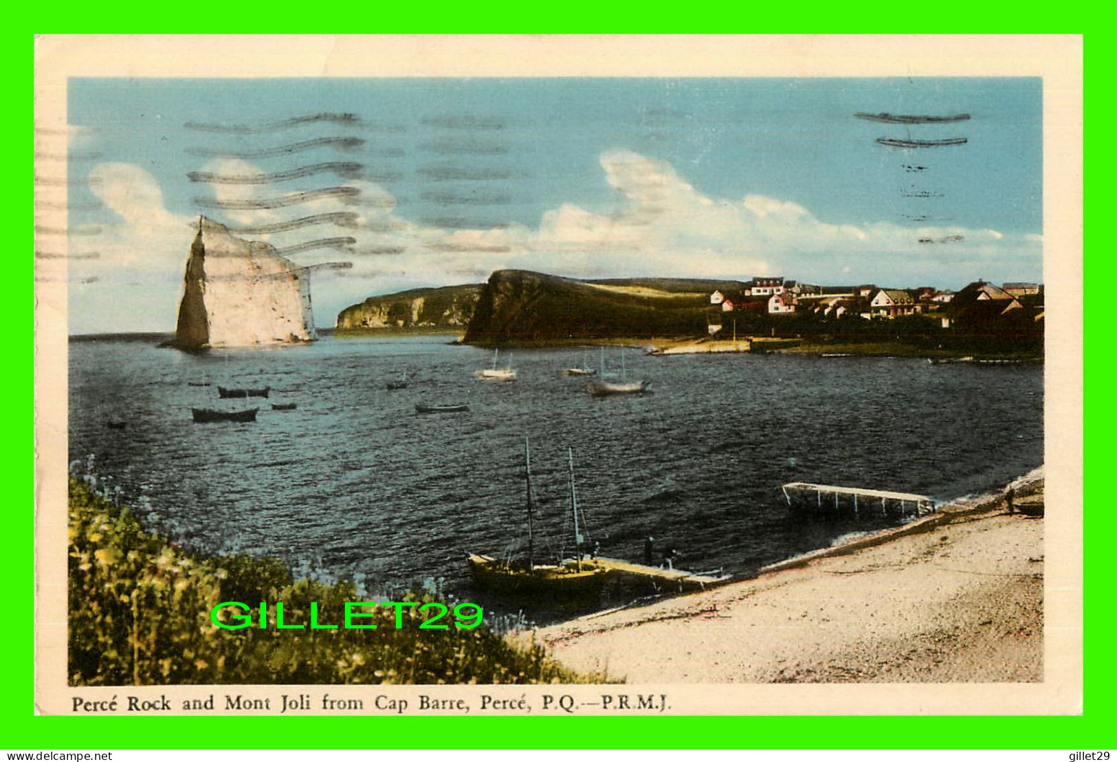 PERCÉ, QUÉBEC - PERCÉ ROCK AND MONT JOLI FROM CAP BARRÉ - P.R.M.J. - TRAVEL IN 1953 - PECO - - Percé