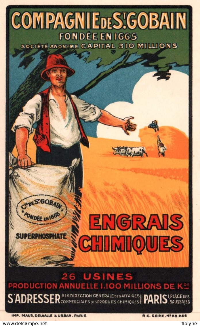 Agriculture - Compagnie De Saint GOBAIN - Cpa Pub Publicité Illustrée - Engrais Chimiques - Culture - Culturas