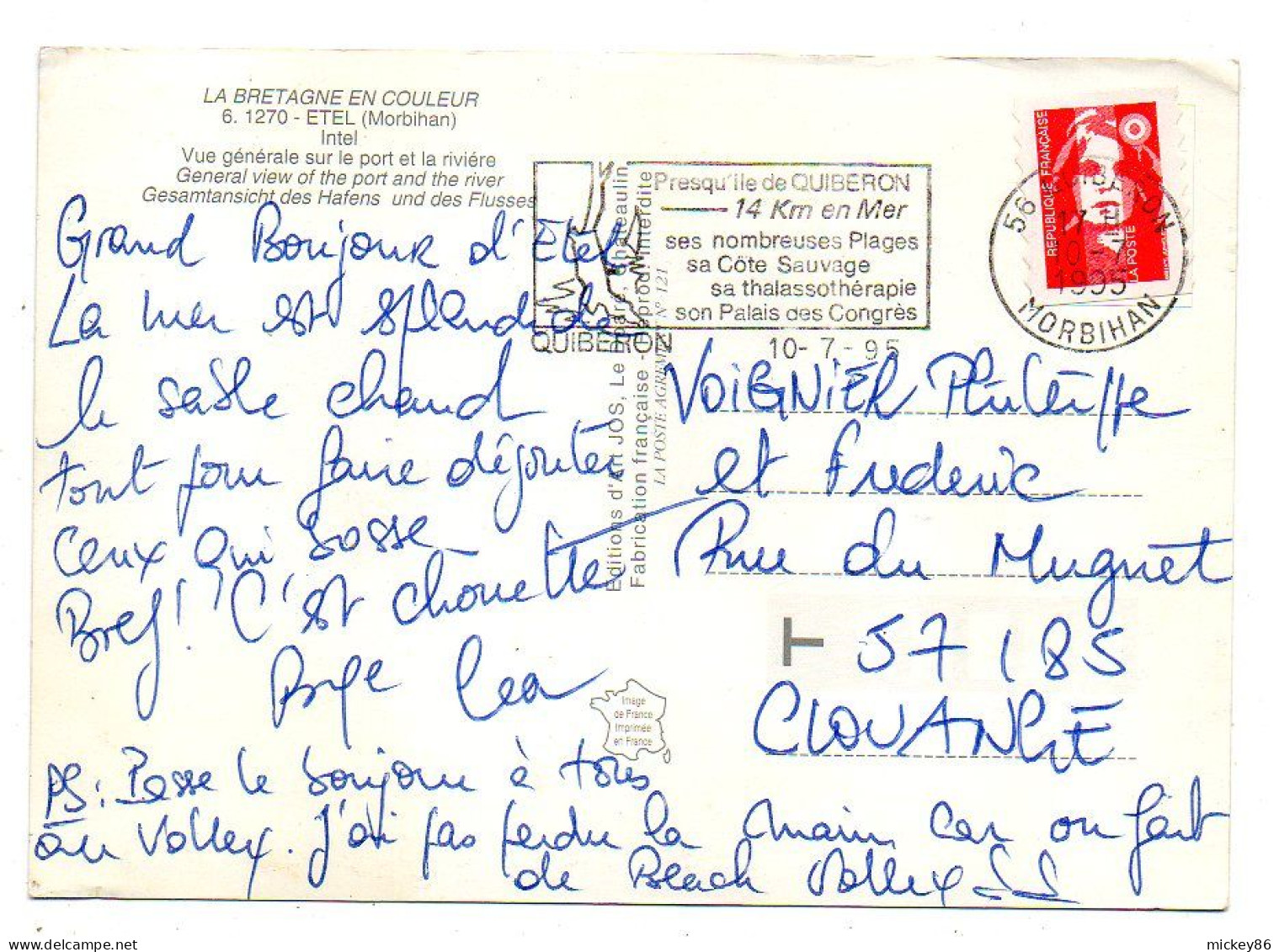 ETEL --1995--Vue Générale Aérienne Sur Le Port Et La Rivière.....cachet  Quiberon--56 - Etel