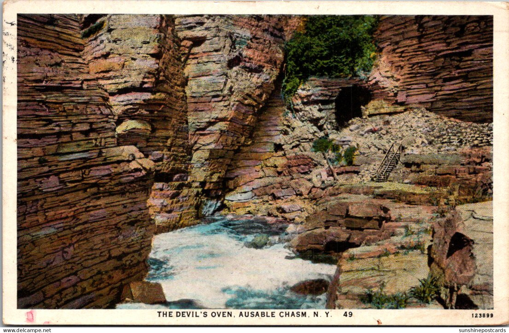 New York Ausable Chasm The Devil's Oven 1929 Curteich - Adirondack