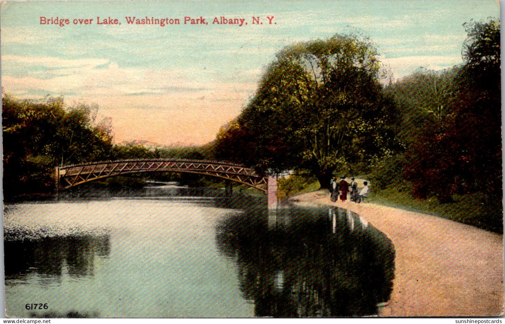 New York Albany Washington Park Bridge Over Lake 1914 - Albany