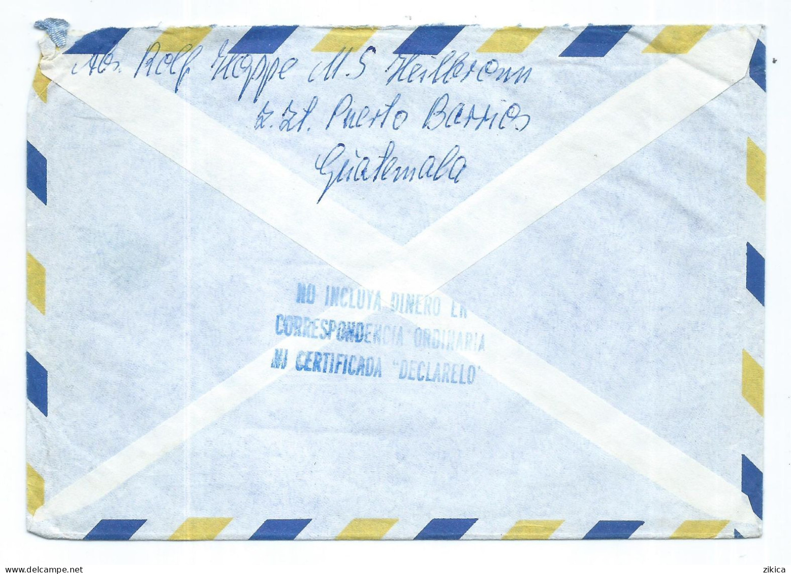Air Mail Cover : Hamburg - Amerika Linie,canceled 1970 Guatemala Stamps : I.T.U./ UIT And Dante Alighieri,Italy - Guatemala