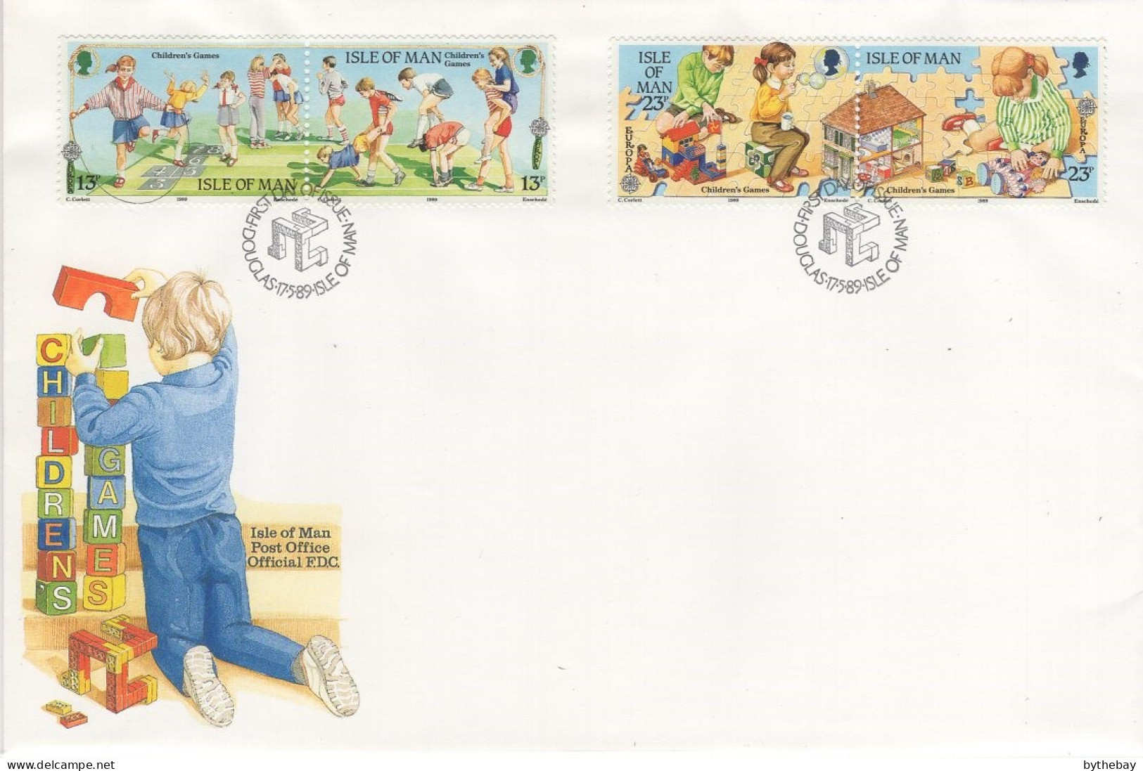 Isle Of Man 1989 FDC Sc 396a, 398a Children's Games And Toys EUROPA - Isle Of Man