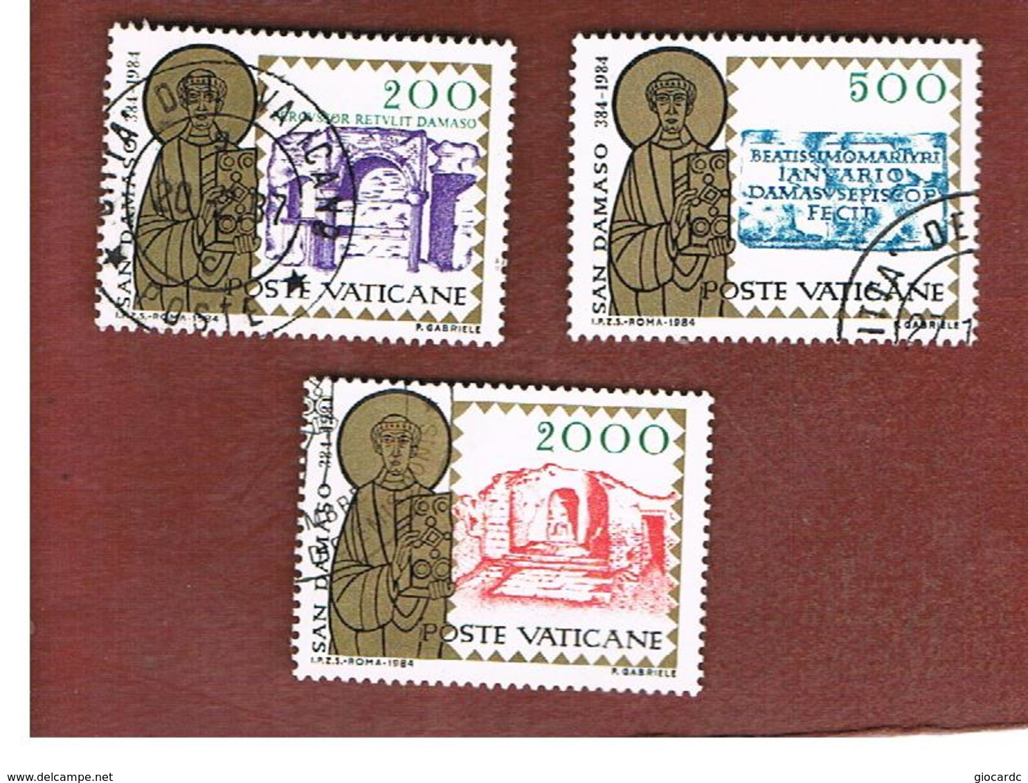 VATICANO - VATICAN - UNIF. 767.769  - 1984 16^ CENT. S.DAMASO PAPA (SERIE COMPLETA DI 3)  - (USED°) - Oblitérés