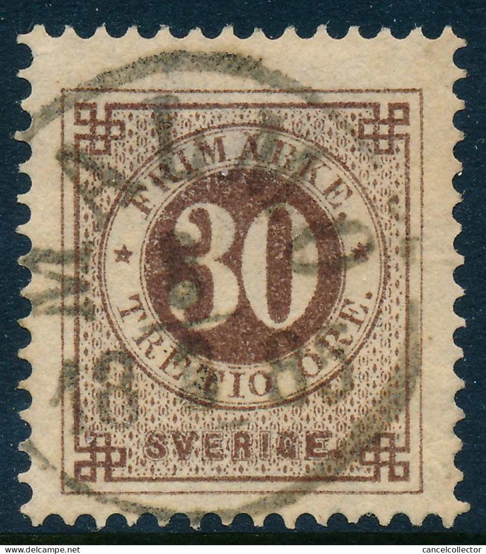 Sweden Suède Sverige 1877: Facit 35, 30ö Brown Ringtyp Perf 13, F-VF Used MALMÖ Cancel (DCSV00393) - 1872-1891 Ringtyp