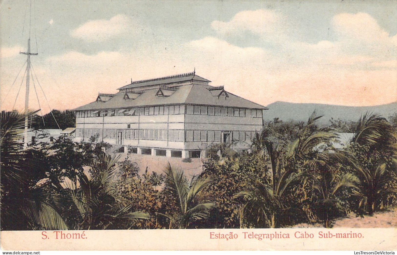 PORTUGAL - S Thomé - Estaçao Telegraphica Cabo Sub Marino - Edisores Salvador Levy - Carte Postale Ancienne - Sonstige & Ohne Zuordnung