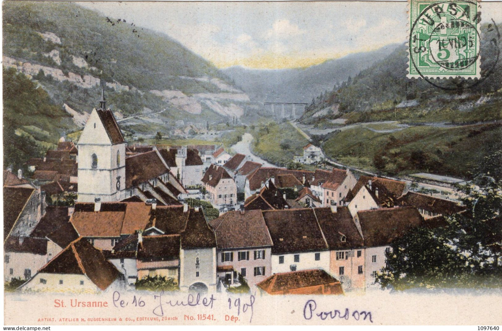 St URSANNE. VUE SUR LE CLOCHER ET LA VALLEE - Saint-Ursanne