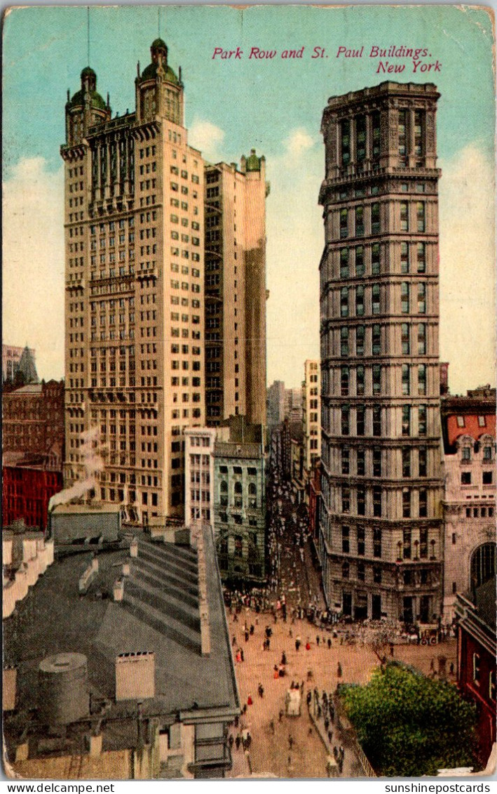 New York City Park Row And St Paul Buildings 1911 - Long Island