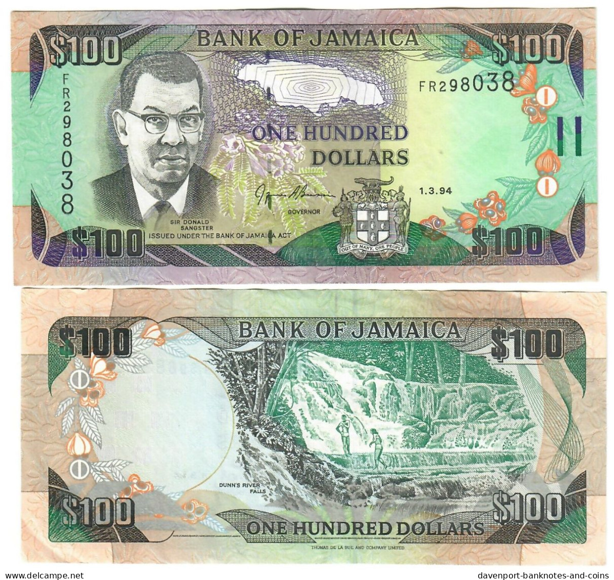 Jamaica 100 Dollars 1994 EF "Brown" - Jamaica