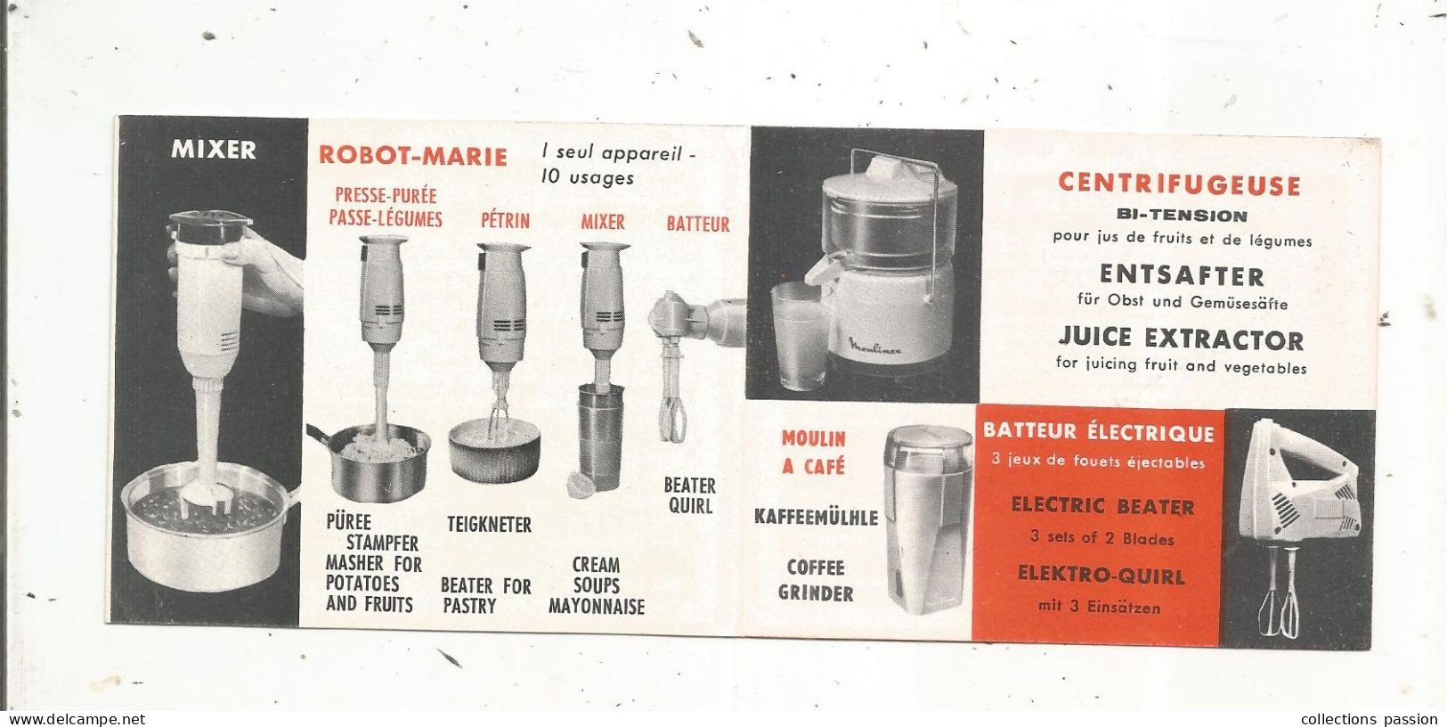 Publicité, MOULINEX ,4 Pages, Centrifugeuse, Robot-marie,mixer ,aspirateurs......, 4 Scans,  Frais Fr 1.65 E - Publicités