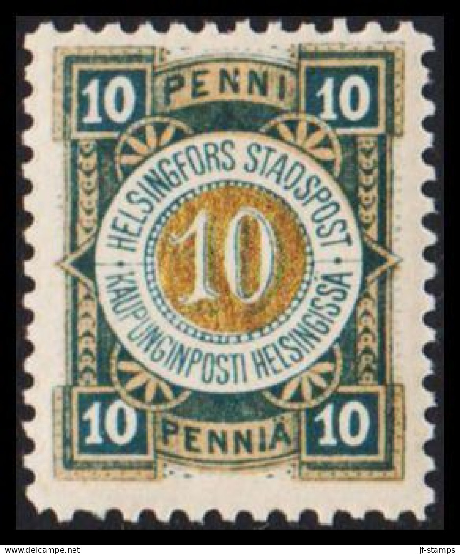 1880. HELSINGFORS STADSPOST 10 PENNI. Superb Stamp Hinged.  - JF530825 - Local Post Stamps