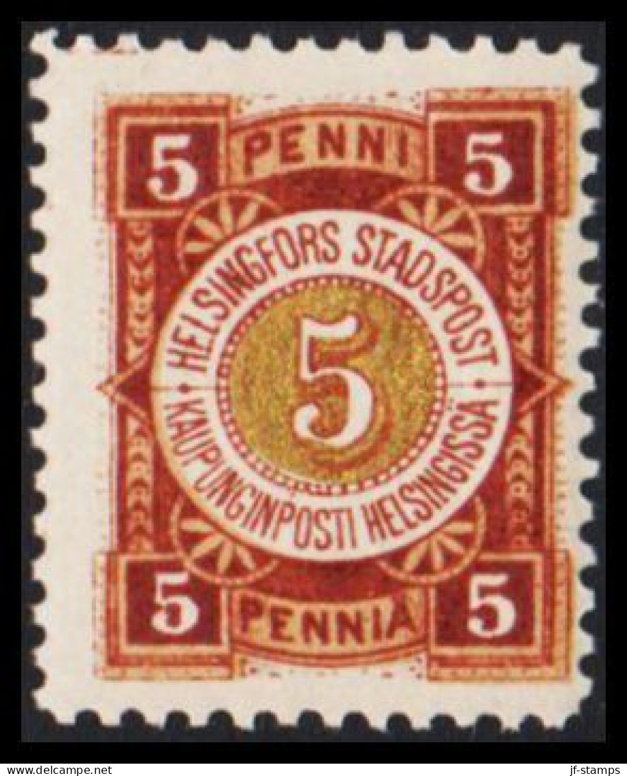 1880. HELSINGFORS STADSPOST 5 PENNI. Superb Stamp Hinged.  - JF530826 - Emissions Locales