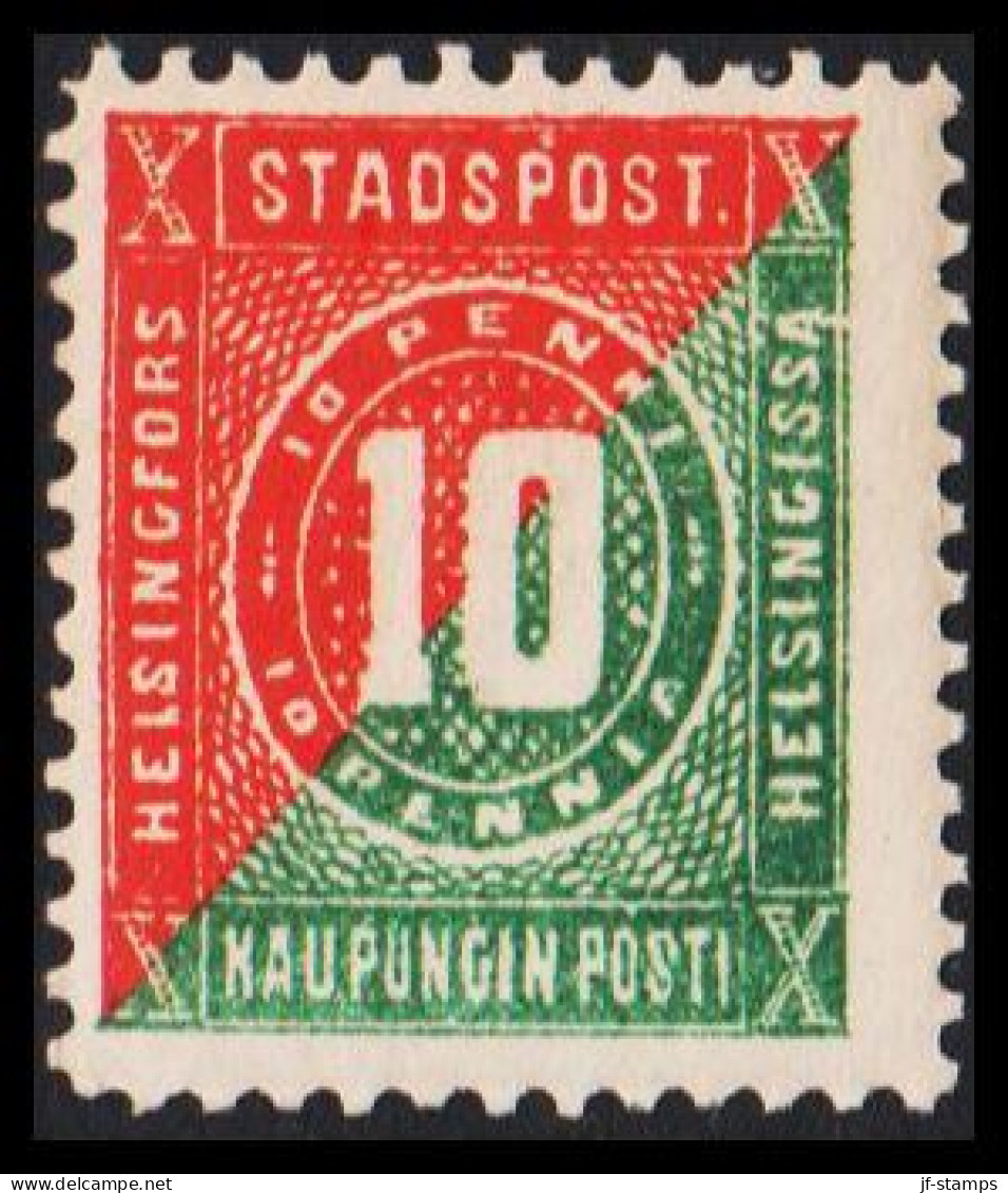 1868. HELSINGFORS STADSPOST. 10 PENNI Hinged. - JF530849 - Ortsausgaben