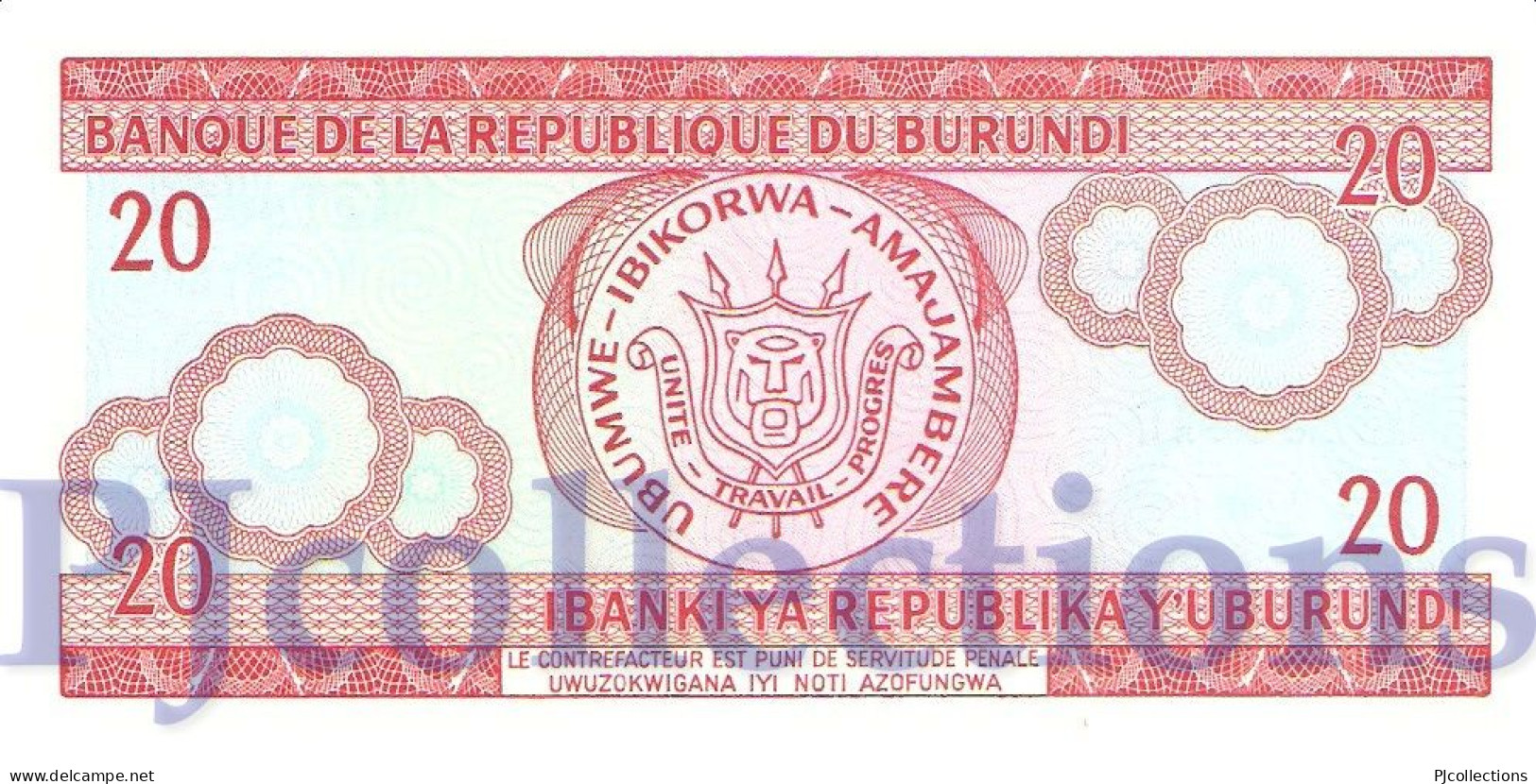 BURUNDI 20 FRANCS 2005 PICK 27d UNC - Burundi