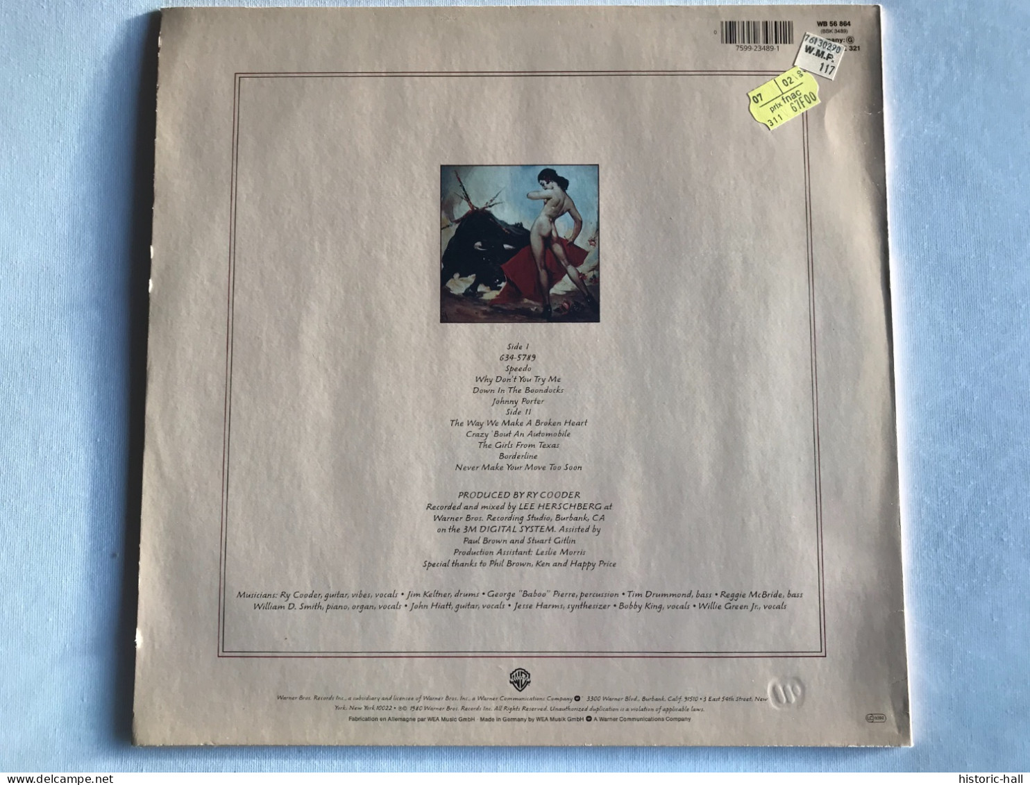 RY COODER - Bordeline - LP -  1980 - UK Press - Country Y Folk