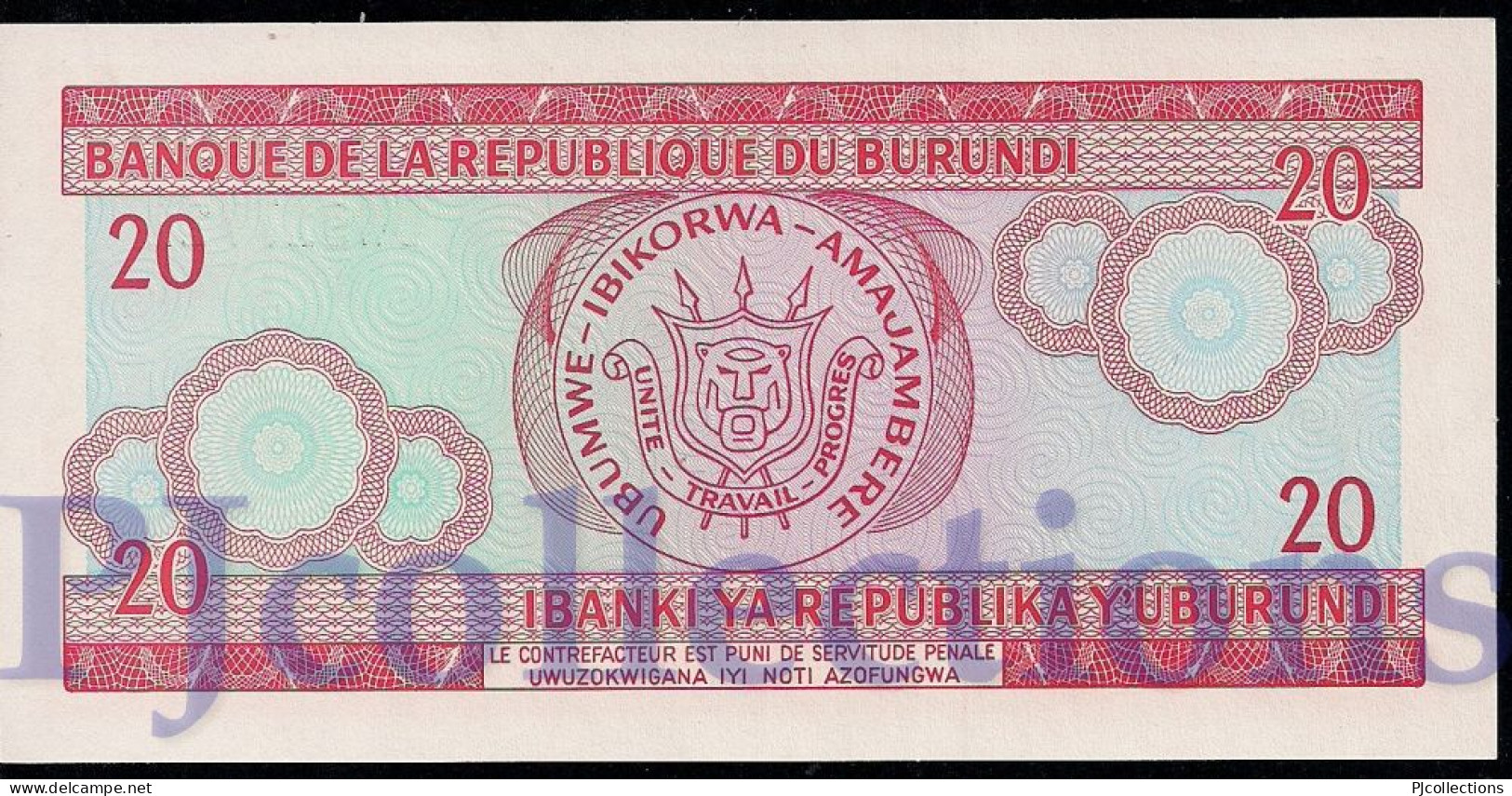 BURUNDI 20 FRANCS 2007 PICK 27d UNC - Burundi