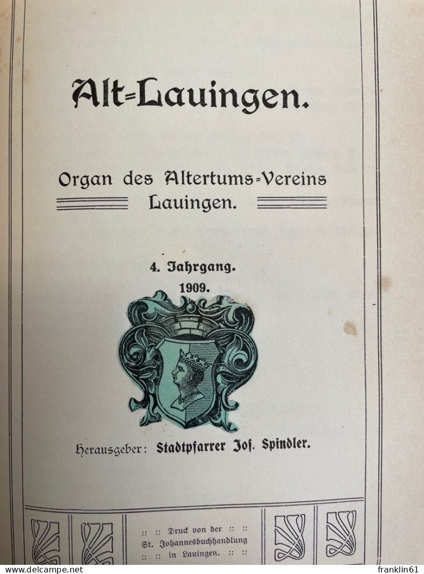 Alt-Lauingen. Organ des Altertumsvereins Lauingen. 1.-5.Jahrgang KOMPLETT. (1906-1910).