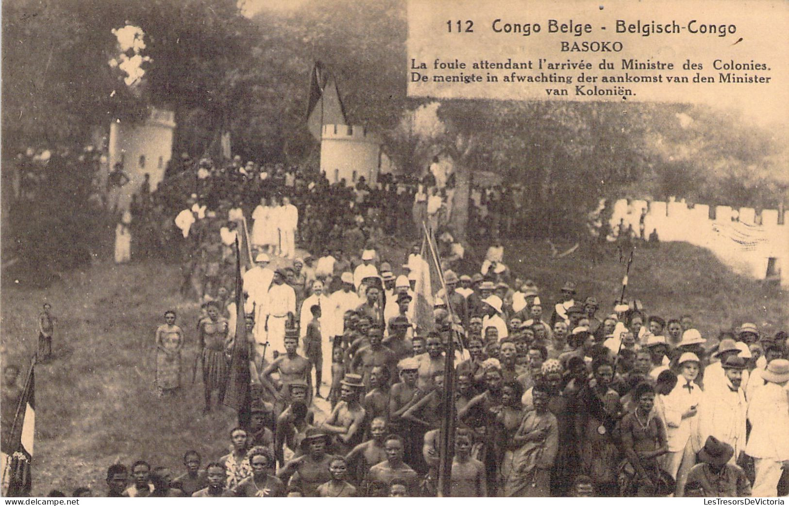 CONGO BELGE - BASOKO - La Foule Attendant L'arrivée Du Ministre Des Colonies - Carte Postale Ancienne - Congo Belge