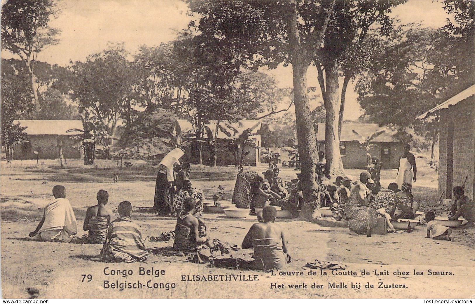 CONGO BELGE - ELISABTHVILLE - L'oeuvre De La Goutte De Lait Chez Les Soeurs - Carte Postale Ancienne - Belgian Congo