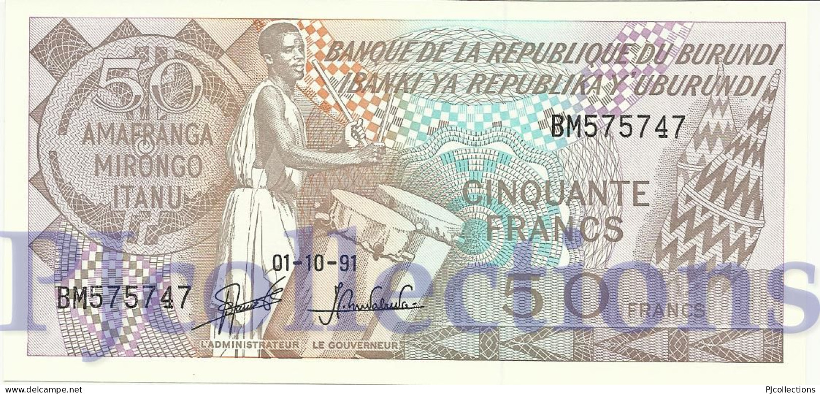 BURUNDI 50 FRANCS 1991 PICK 28c UNC - Burundi
