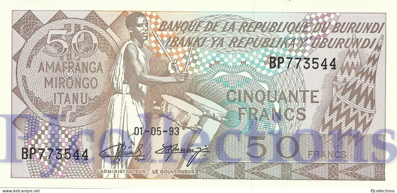 BURUNDI 50 FRANCS 1993 PICK 28c UNC - Burundi