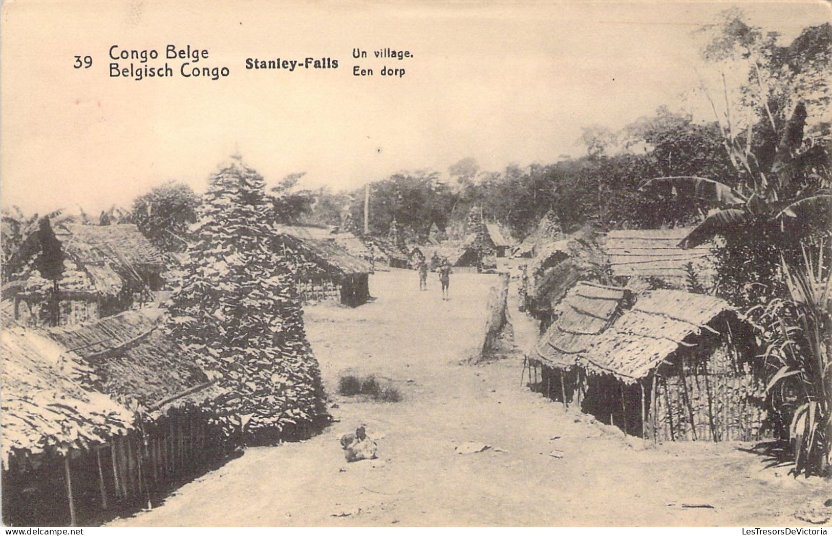 CONGO BELGE - Stanley Falls - Un Village - Carte Postale Ancienne - Congo Belge