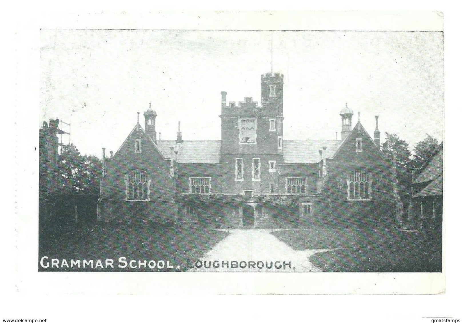 Leicestershire Postcard Loughborough  Leicester Grammar School Nice Squared Circle Pmk Posted 1905 - Andere & Zonder Classificatie