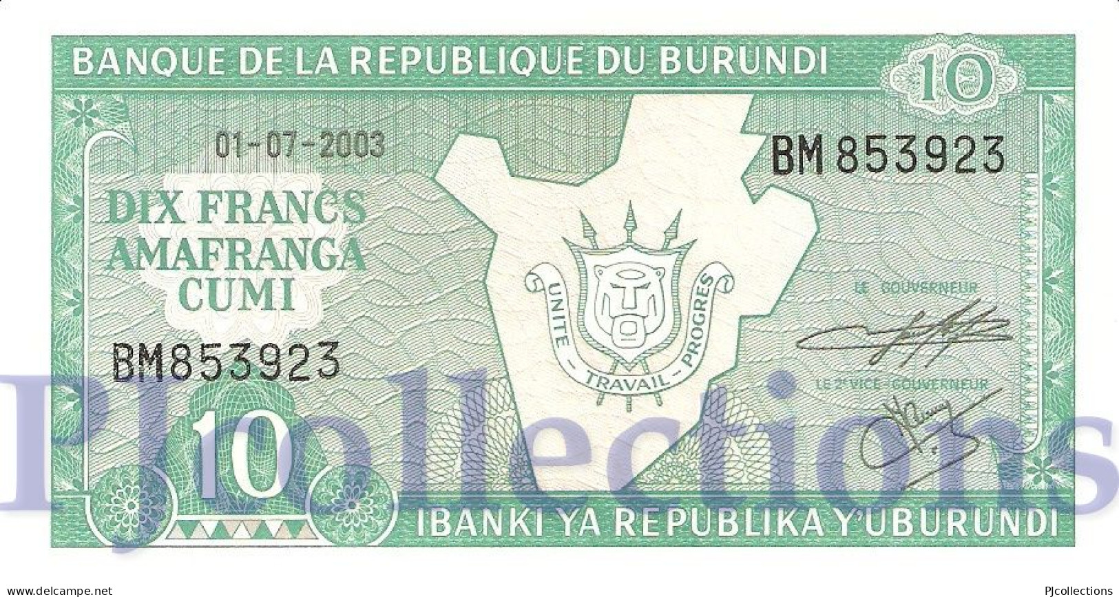 LOT BURUNDI 10 FRANCS 2003 PICK 33d UNC X 5 PCS - Burundi