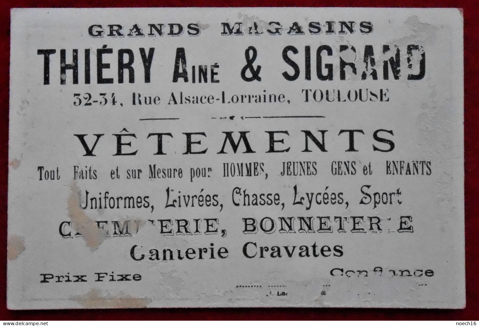 Chromo Publicité. Grands Magasins Thiéry & Sigrand, Rue Alsace-Lorraine, Toulouse/ Femme, Amazone Et Son Cheval - Sonstige & Ohne Zuordnung