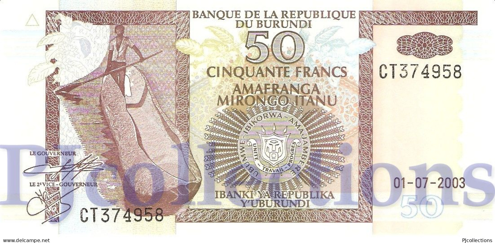 LOT BURUNDI 50 FRANCS 2003 PICK 36d UNC X 5 PCS - Burundi