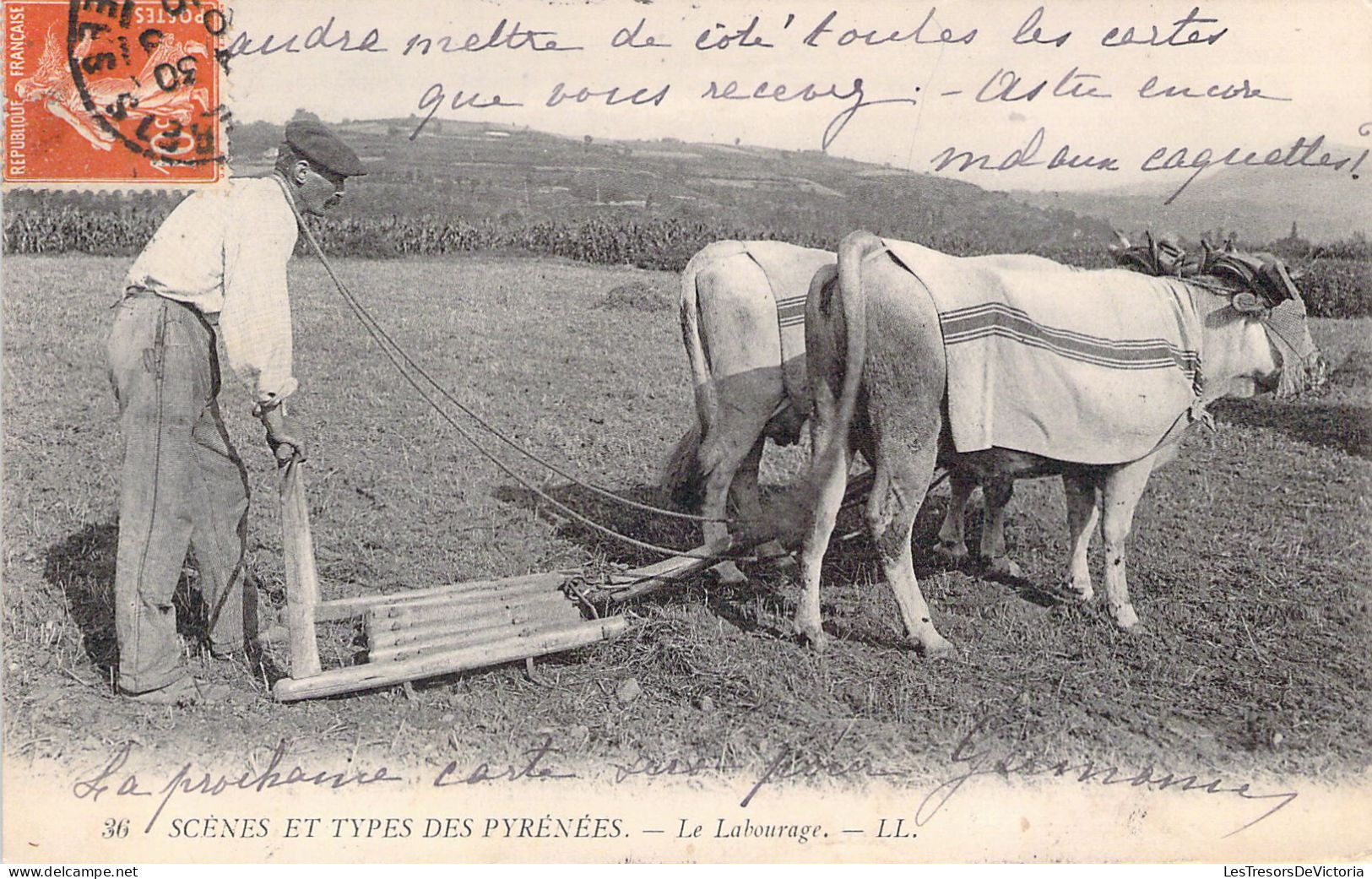 AGRICULTURE - Attelage - Scènes Et Types Des Pyrénées - Le Labourage - LL - Carte Postale Ancienne - Attelages