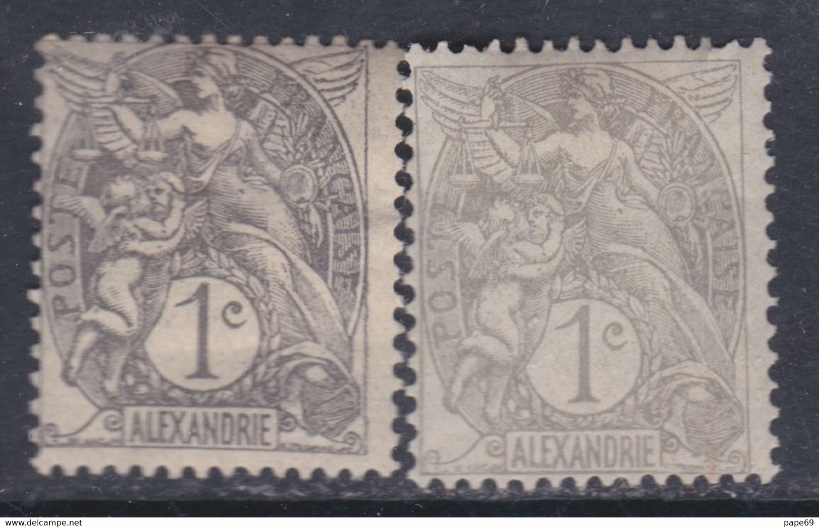 Alexandrie N° 19 / 19a X Type Blanc : Les 2 Nuances Du 1 C. Trace De Charnière Sinon TB - Neufs