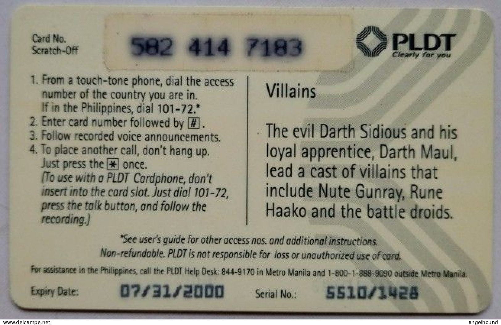 Philippines P250 PLDT Touchcard " Star Wars " - Philippines
