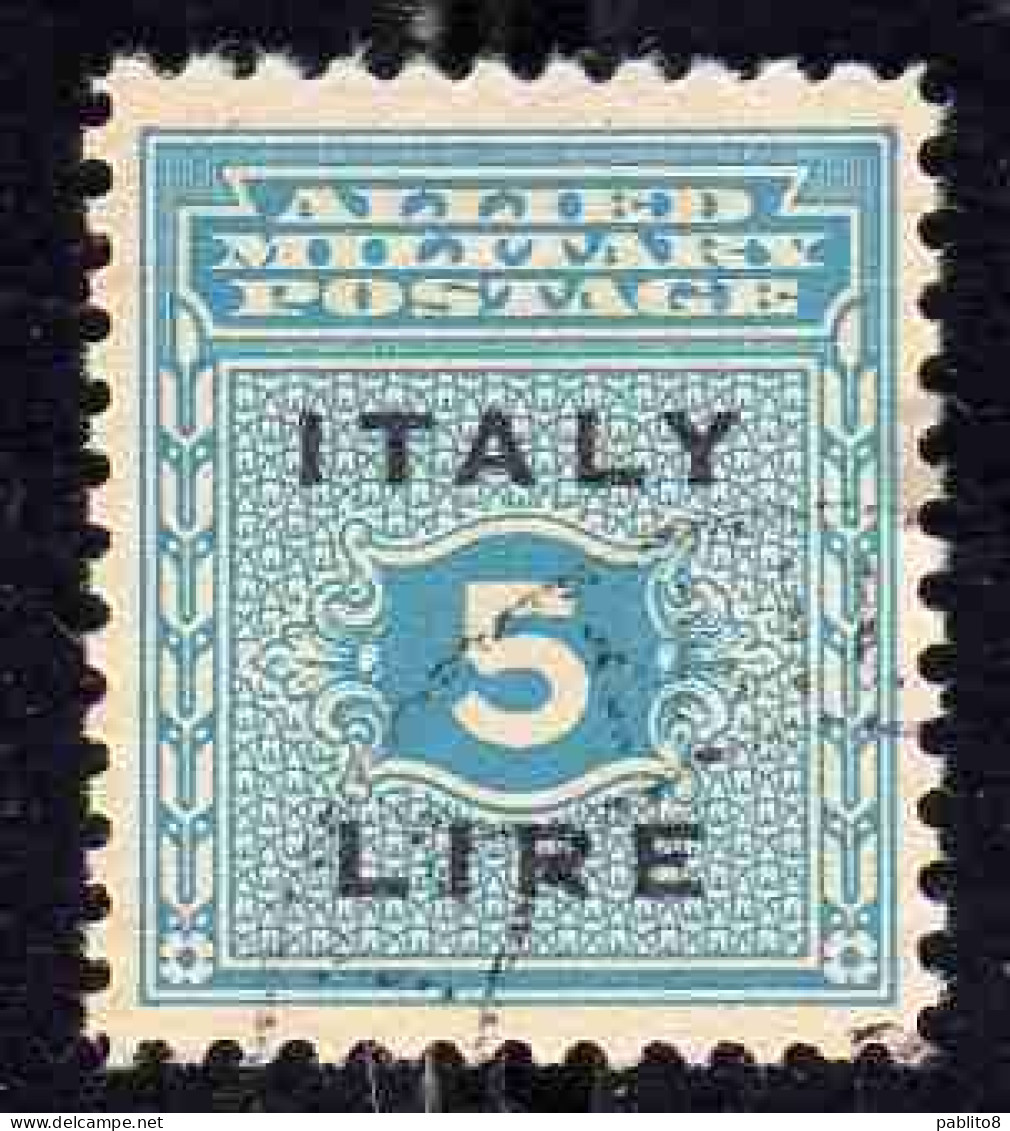 OCCUPAZIONE ANGLO-AMERICANA SICILIA 1943 LIRE 5 USATO USED OBLITERE' - Occ. Anglo-américaine: Sicile