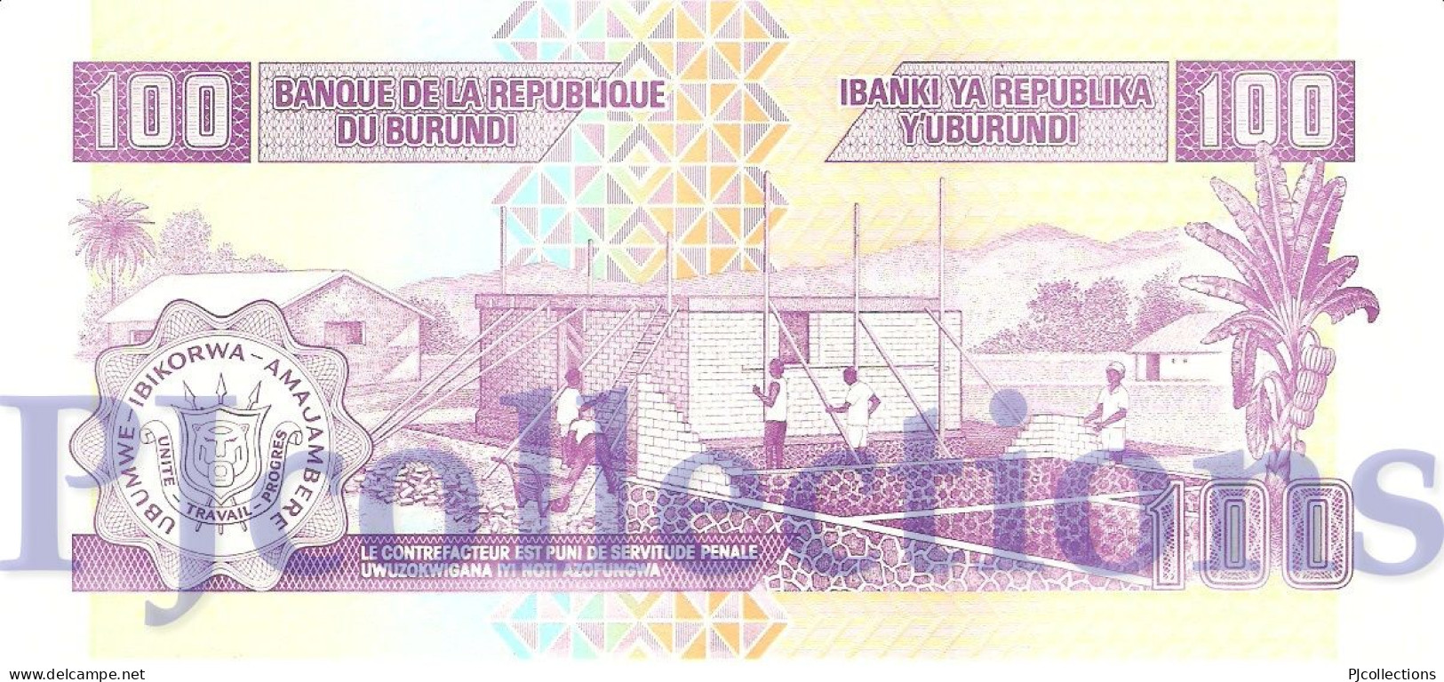 BURUNDI 100 FRANCS 2007 PICK 37f UNC - Burundi