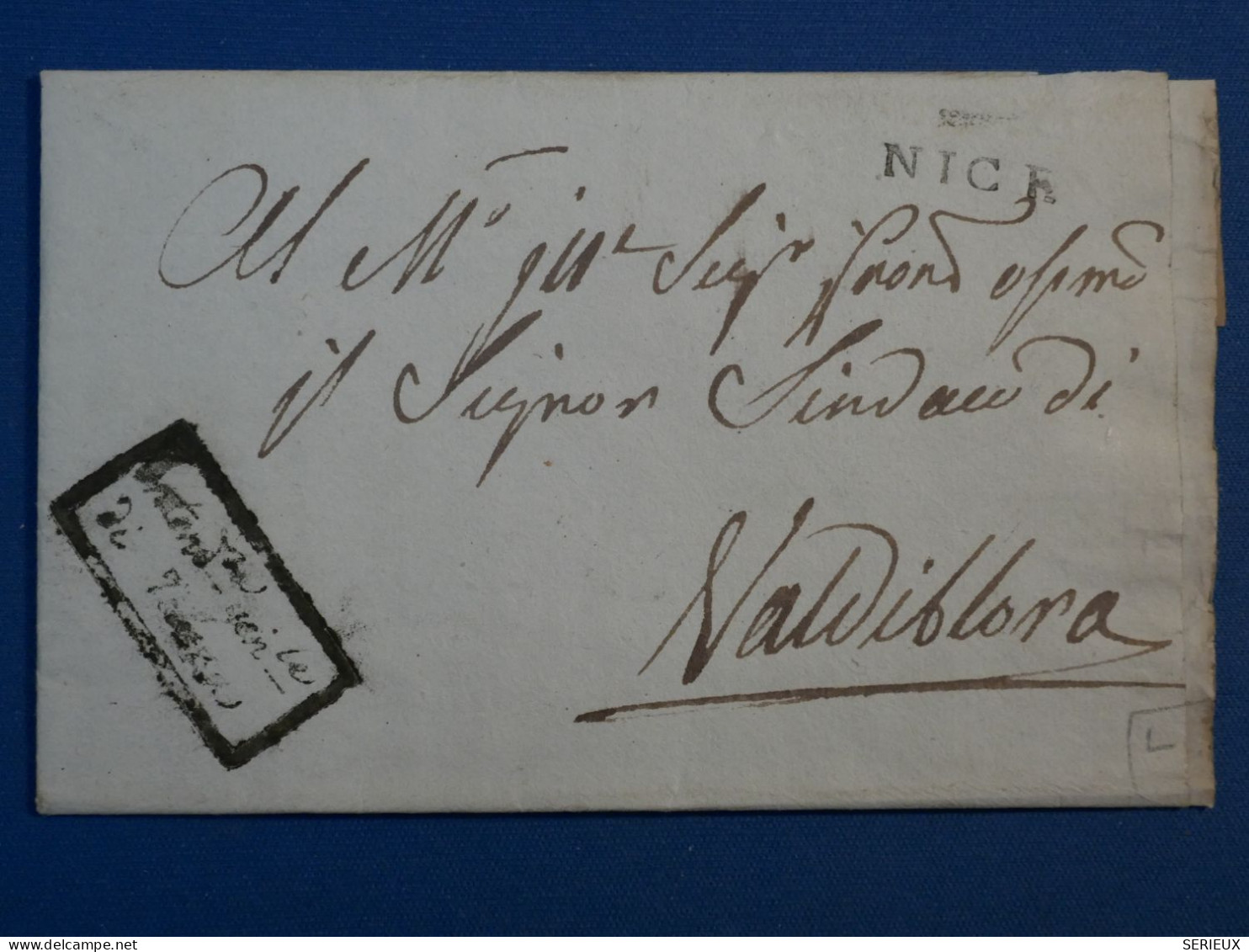 AR 27 COMTE DE NICE   BELLE LETTRE PAS COURANTE  1816 NIZZA A  VALDIBLORA++AFFRANC.  INTERESSANT - Ohne Zuordnung