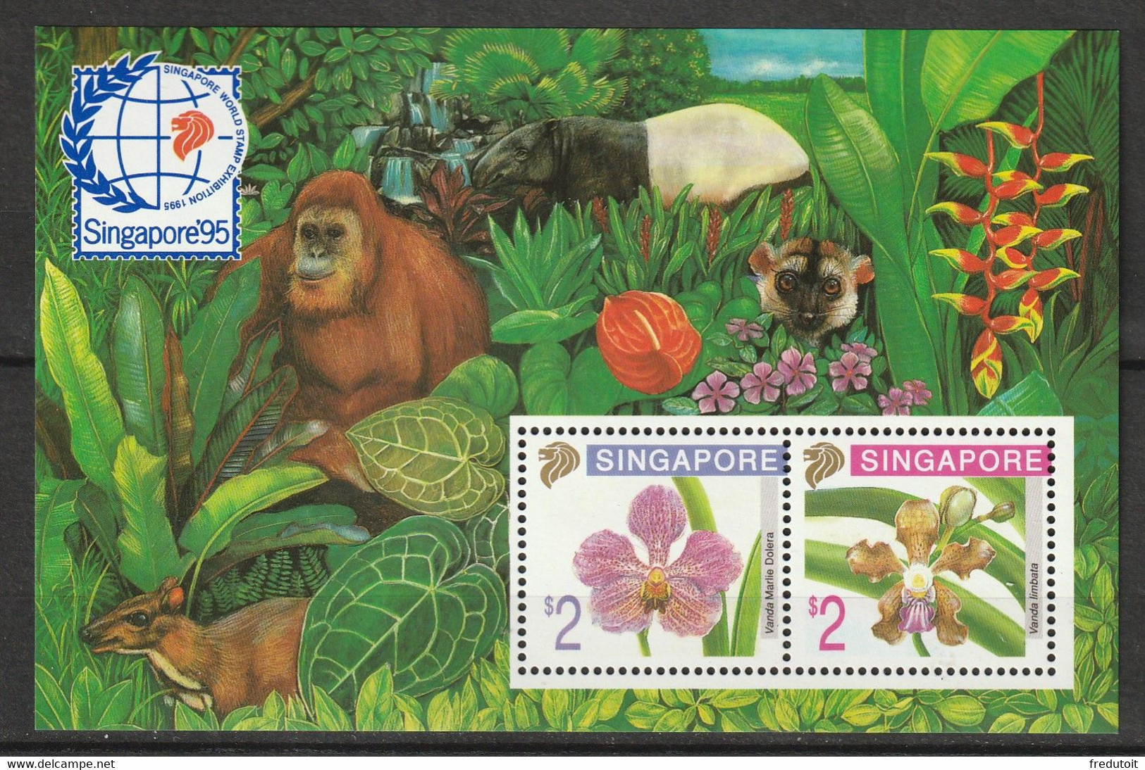 SINGAPOUR - BLOC N°33 ** (1995) Orchidées - Singapore (1959-...)