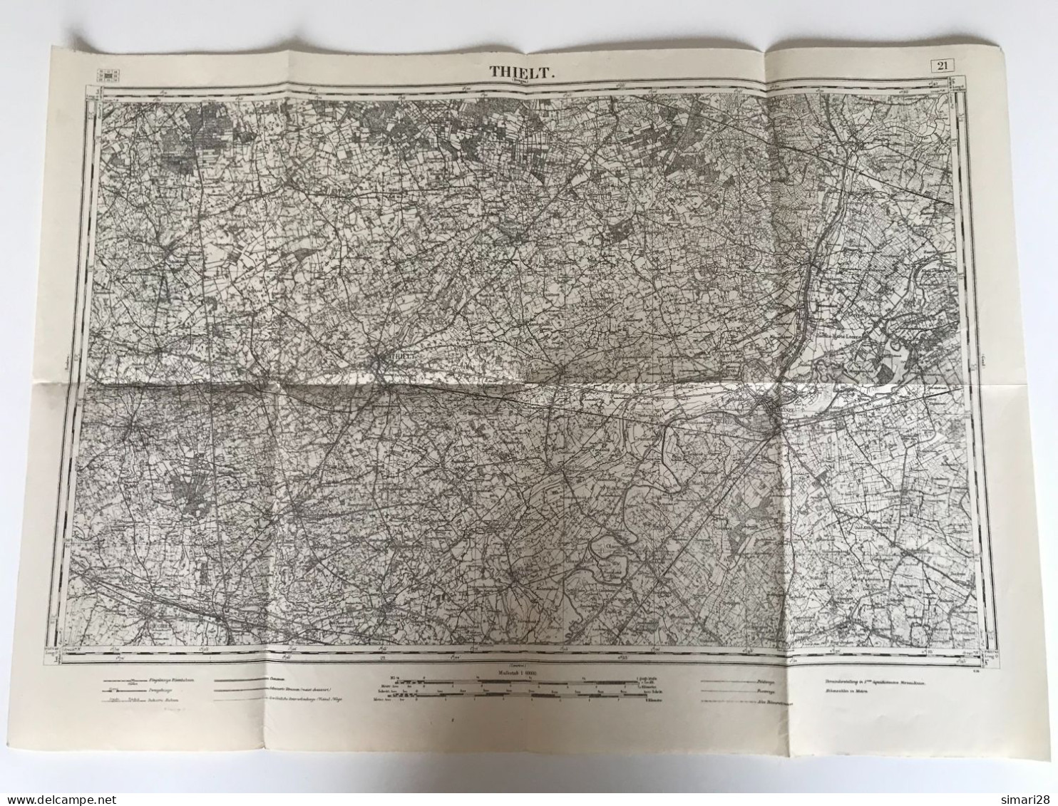 THIELT BELGIQUE - CARTE TOPOGRAPHIQUE - (DIMENSION 60 X 52) - Cartes Topographiques