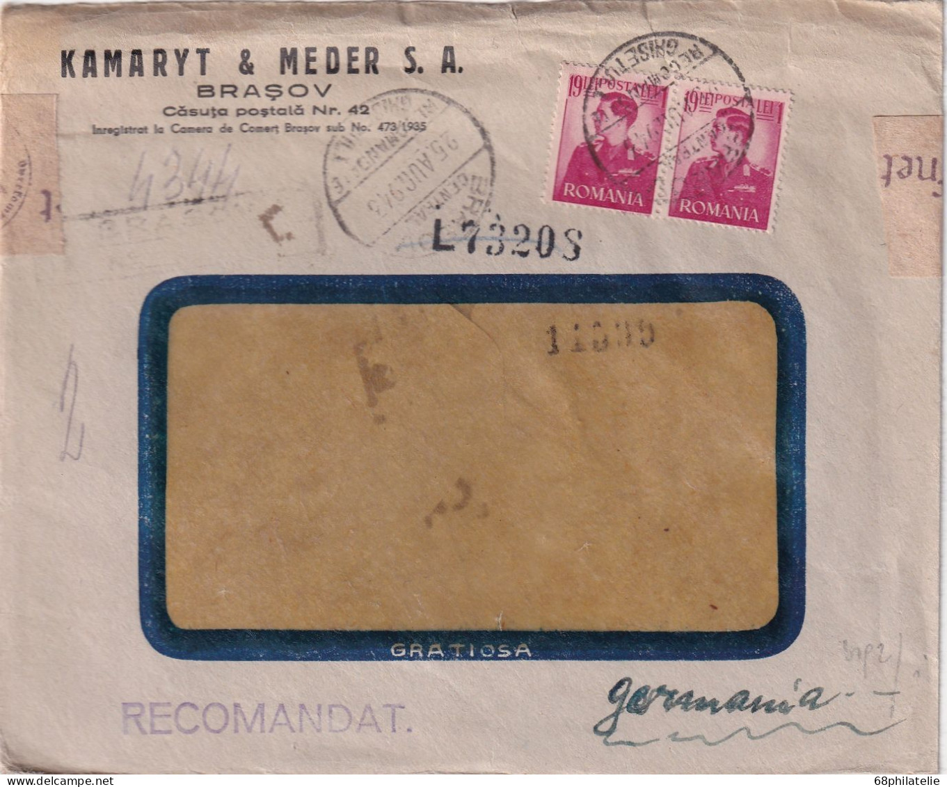 ROUMANIE LETTRE DE BRASOV 1943 AVEC CENSURE - 2. Weltkrieg (Briefe)