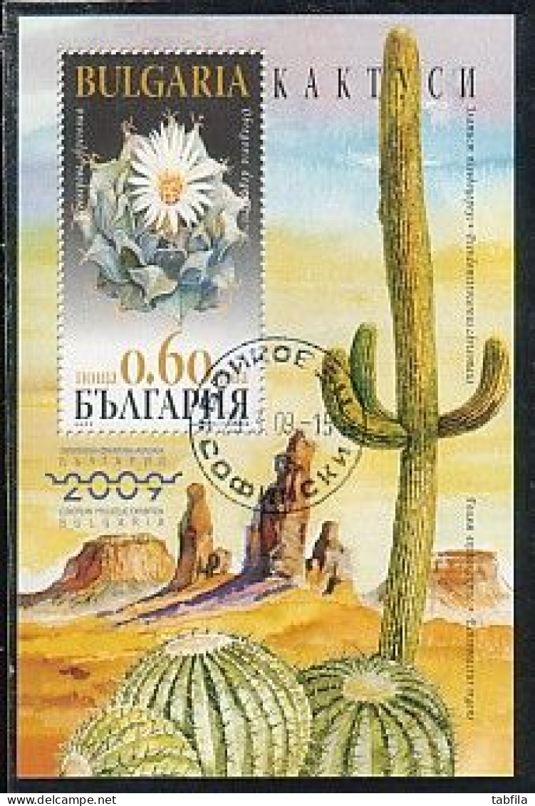 BULGARIA - 2009 - Cactus - European Philatelic Exhibition "Bulgaria 2009" - Bl (O)  - Rare - Gebraucht