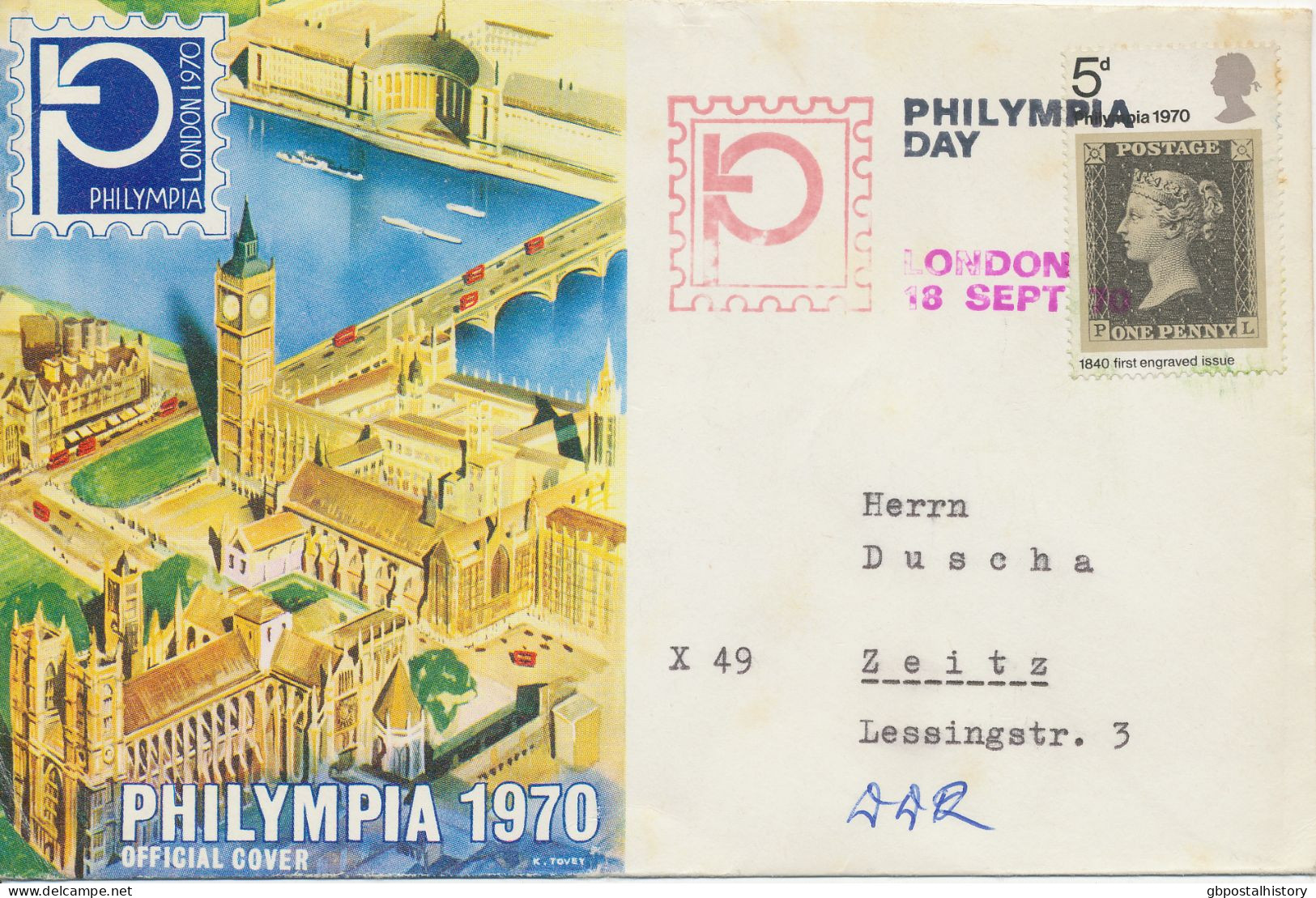 GB 1970 Philympia London - Philympia Day To GDR Rare Destination On Fine Cover (foxing) - Briefe U. Dokumente