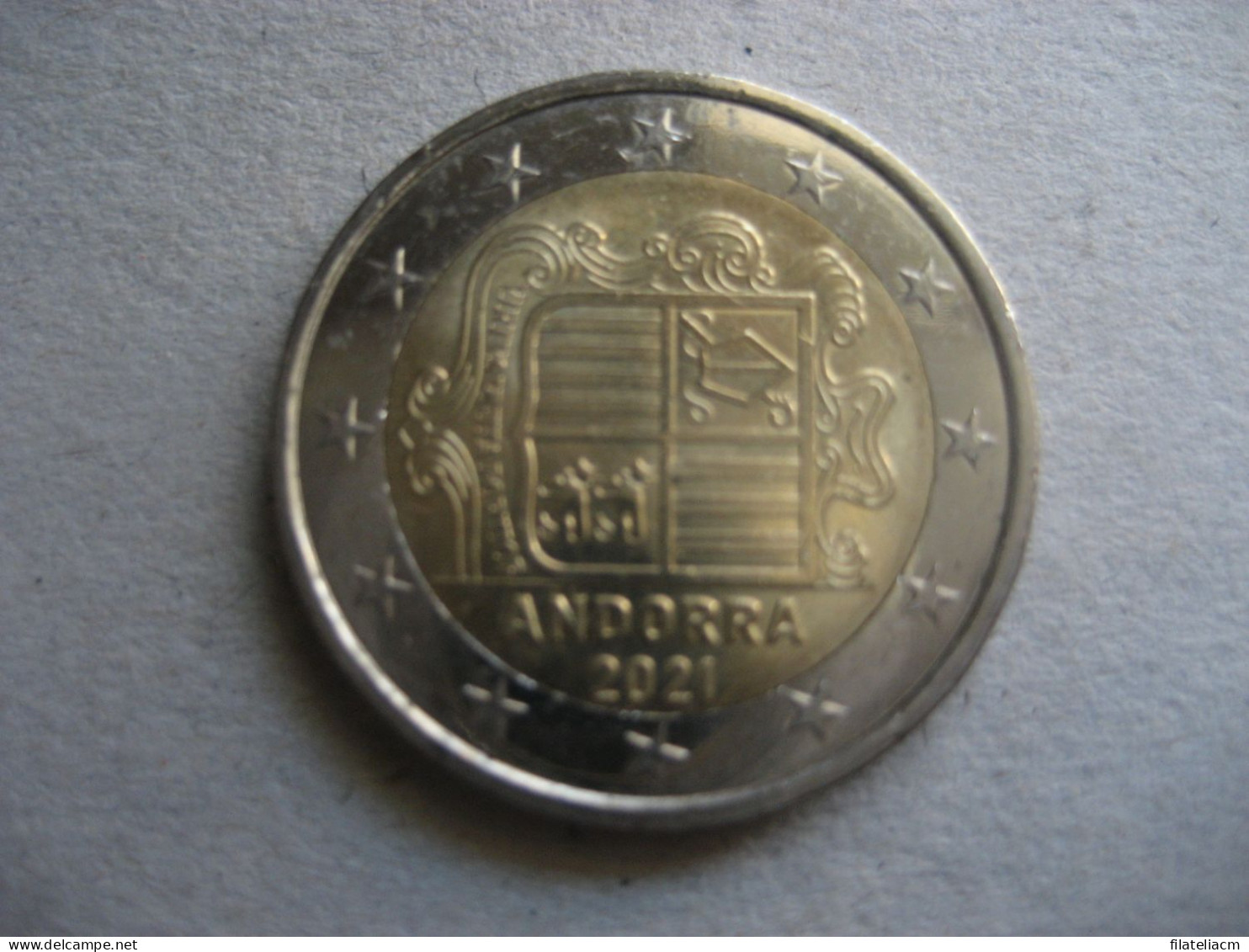 2 EURO 2021 Normal Condition Eur Euros Coin ANDORRA Andorre Spain France Area Coat Of Arms - Andorre