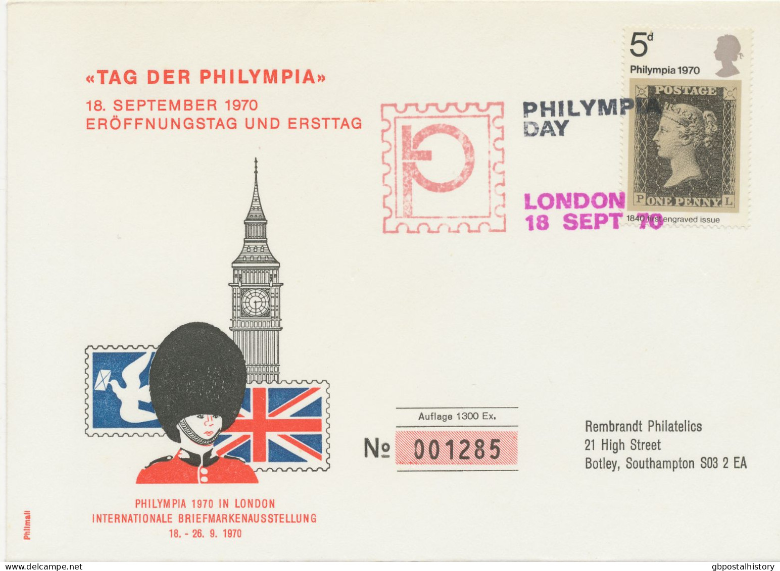 GB Philympia London - Philympia Day On Very Fine Cover - Covers & Documents